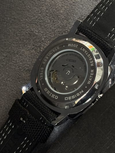 (AAA) copy Seiko 5 Sports automatic watch with a black dial and a black nylon strap_img_1