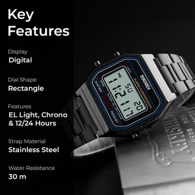 SKMEl 1123 Unisex Vintage SeriesDigital Stainless Steel Watch_img_4